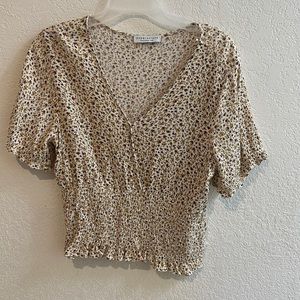 Short sleeve blouse with elastic waist